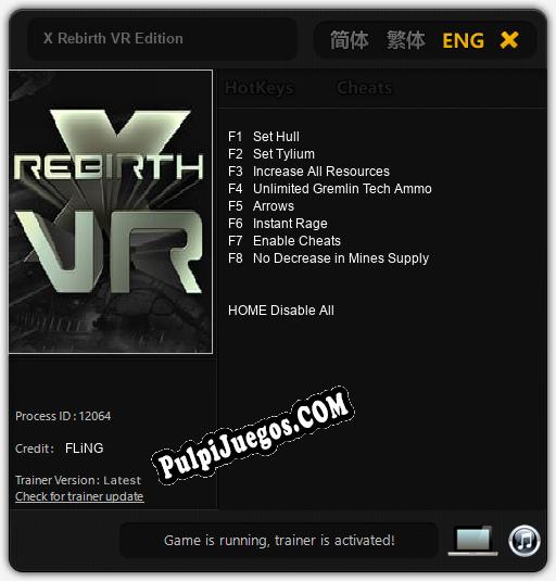 X Rebirth VR Edition: Cheats, Trainer +8 [FLiNG]