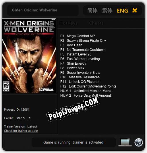 X-Men Origins: Wolverine: Trainer +14 [v1.9]