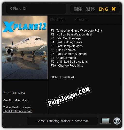 X-Plane 12: Treinador (V1.0.24)