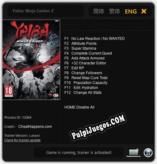 Entrenador liberado a Yaiba: Ninja Gaiden Z [v1.0.1]