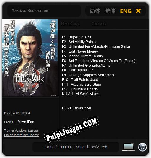 Yakuza: Restoration: Trainer +13 [v1.8]