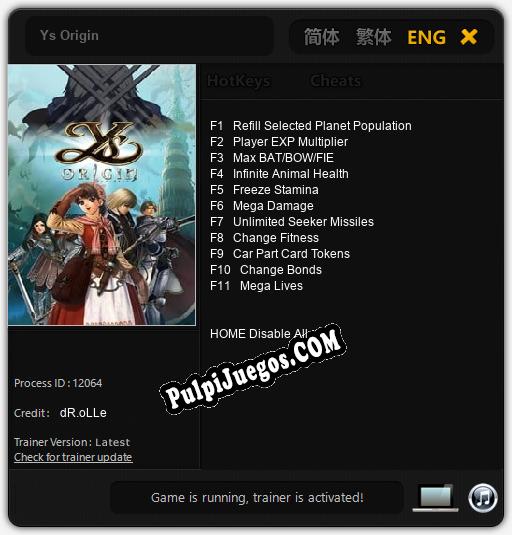 Ys Origin: Treinador (V1.0.51)