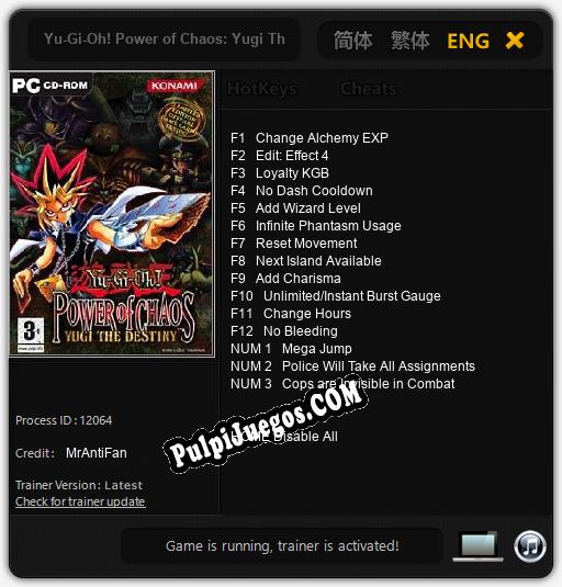 Yu-Gi-Oh! Power of Chaos: Yugi The Destiny: Treinador (V1.0.82)