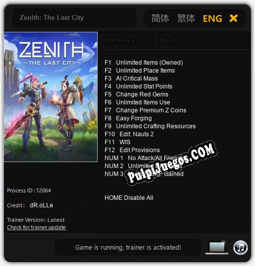 Entrenador liberado a Zenith: The Last City [v1.0.1]