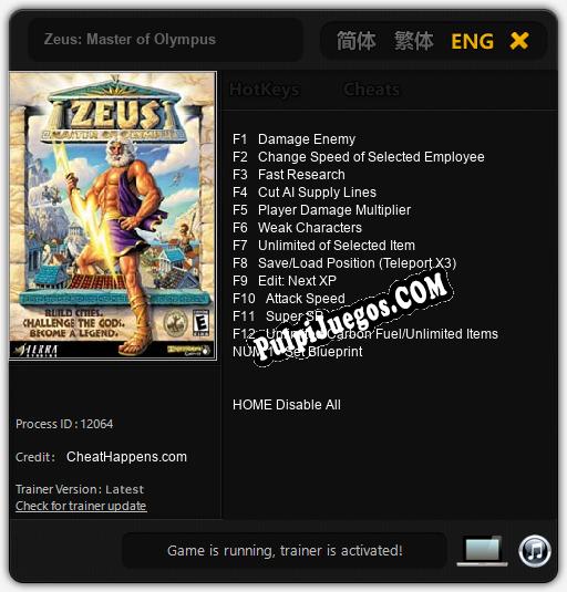 Entrenador liberado a Zeus: Master of Olympus [v1.0.2]