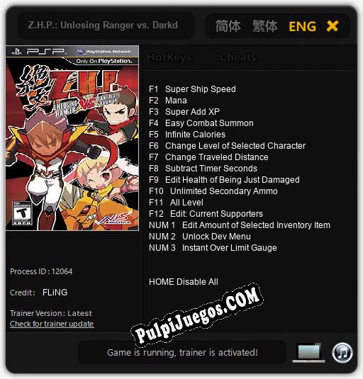 Z.H.P.: Unlosing Ranger vs. Darkdeath Evilman: Trainer +15 [v1.5]