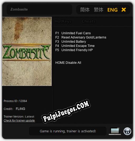 Zombasite: Treinador (V1.0.72)