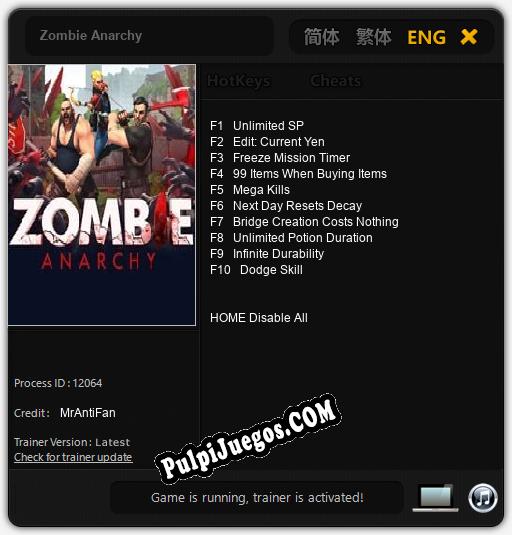 Zombie Anarchy: Cheats, Trainer +10 [MrAntiFan]