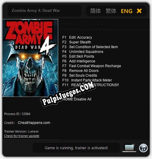 Entrenador liberado a Zombie Army 4: Dead War [v1.0.7]