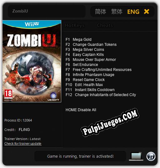 ZombiU: Cheats, Trainer +12 [FLiNG]