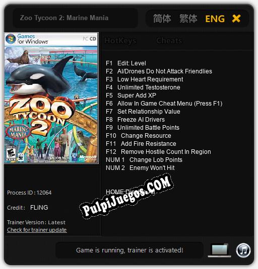 Zoo Tycoon 2: Marine Mania: Treinador (V1.0.57)