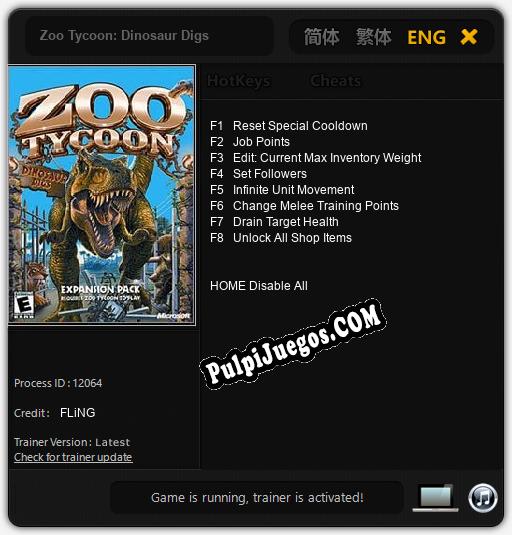 Zoo Tycoon: Dinosaur Digs: Cheats, Trainer +8 [FLiNG]